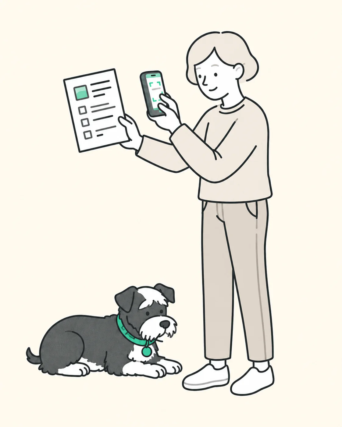 An owner photographing a veterinary record